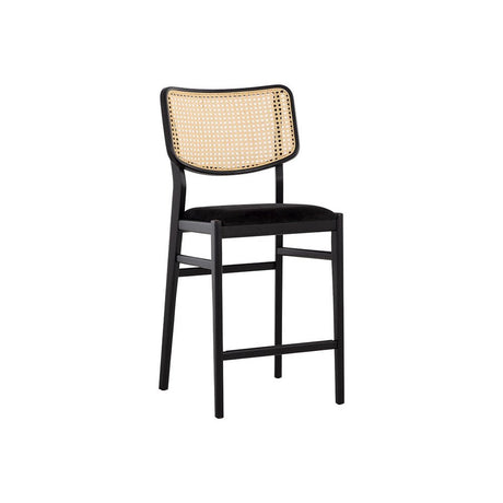 Annex Counter Stool - Velvet Black / Natural | Sunpan - SUNPAN - 108282 - Home Elegance USA - 1