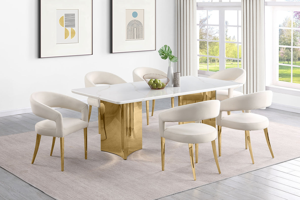 Galiano Velvet Upholstered Dining Arm Cream Beige (Set of 2)