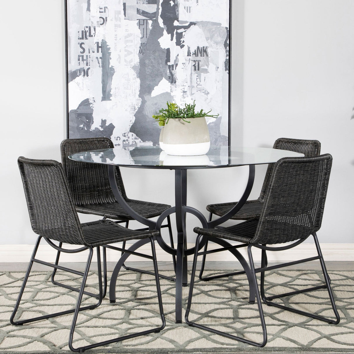 Aviano Round 5 - piece Dining Set Gunmetal and Brown - 108291 - S5A - image - 1