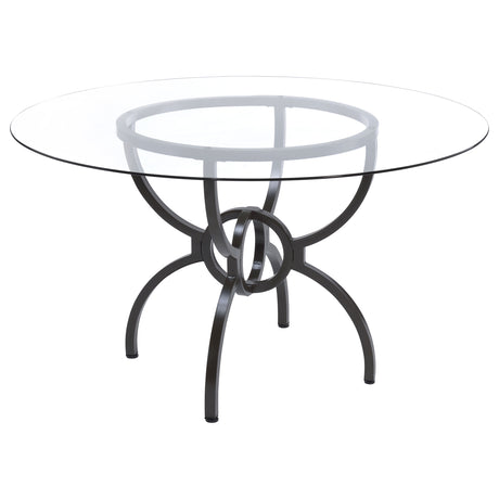 Dining Table - Aviano 48" Round Glass Top Dining Table Clear and Gunmetal