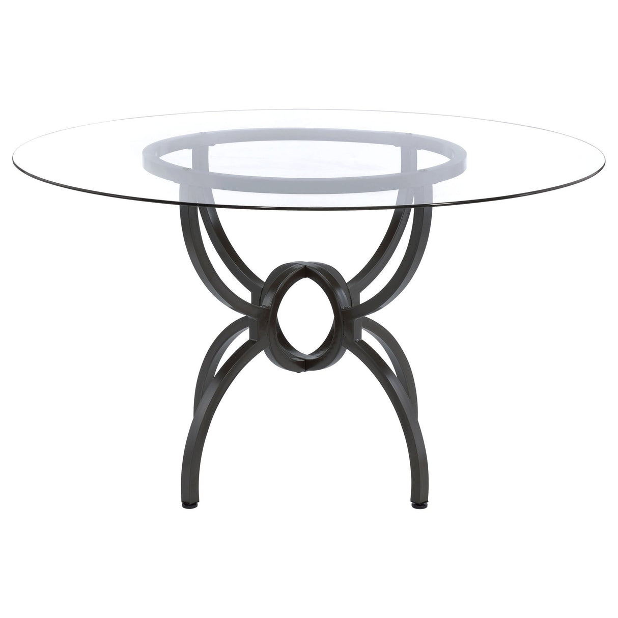 Aviano 48" Round Glass Top Dining Table Clear and Gunmetal | Coaster - 108291BG - Home Elegance USA - 3