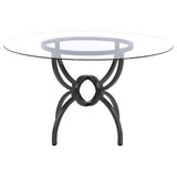 Aviano 48" Round Glass Top Dining Table Clear and Gunmetal | Coaster - 108291BG - Home Elegance USA - 3