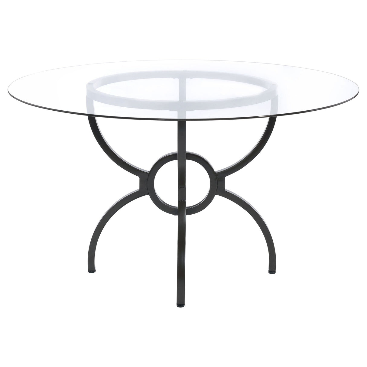 Aviano 48" Round Glass Top Dining Table Clear and Gunmetal | Coaster - 108291BG - Home Elegance USA - 4