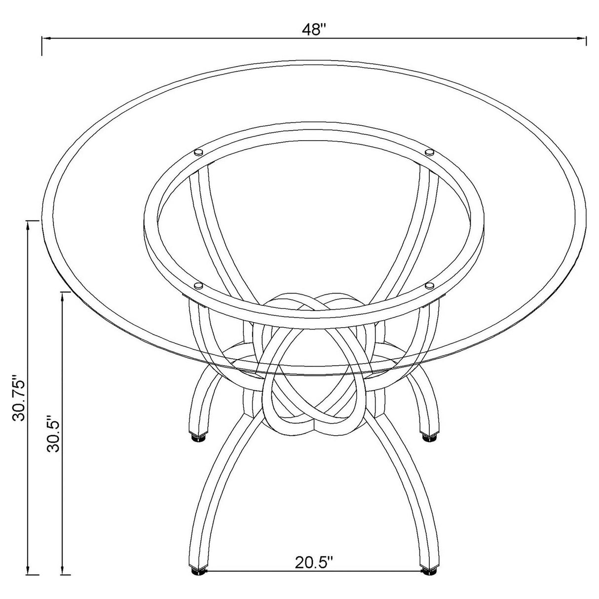 Aviano 48" Round Glass Top Dining Table Clear and Gunmetal | Coaster - 108291BG - Home Elegance USA - 8