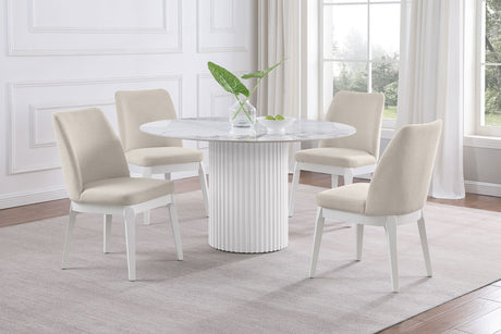 Carissa Upholstered Dining Side Chair Beige (Set of 2) - Home Elegance USA