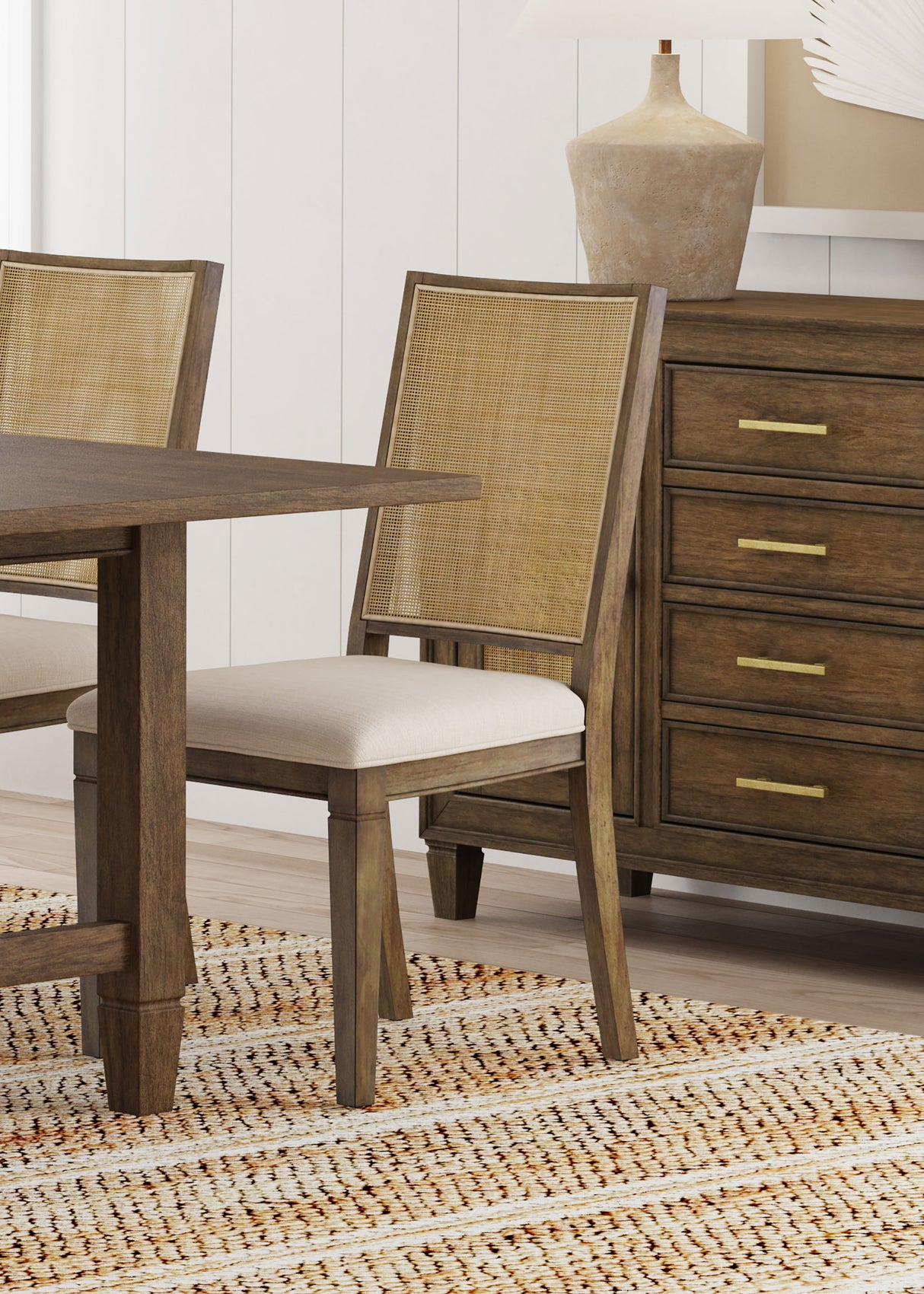 Matisse Woven Rattan Back Dining Side Chair Brown (Set of 2) - Home Elegance USA