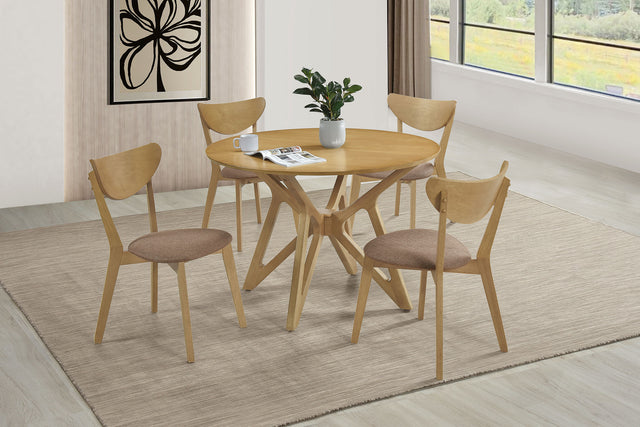 Dining Table 5 Pc Set - Elowen 5-piece Round Solid Wood Dining Set Light Walnut