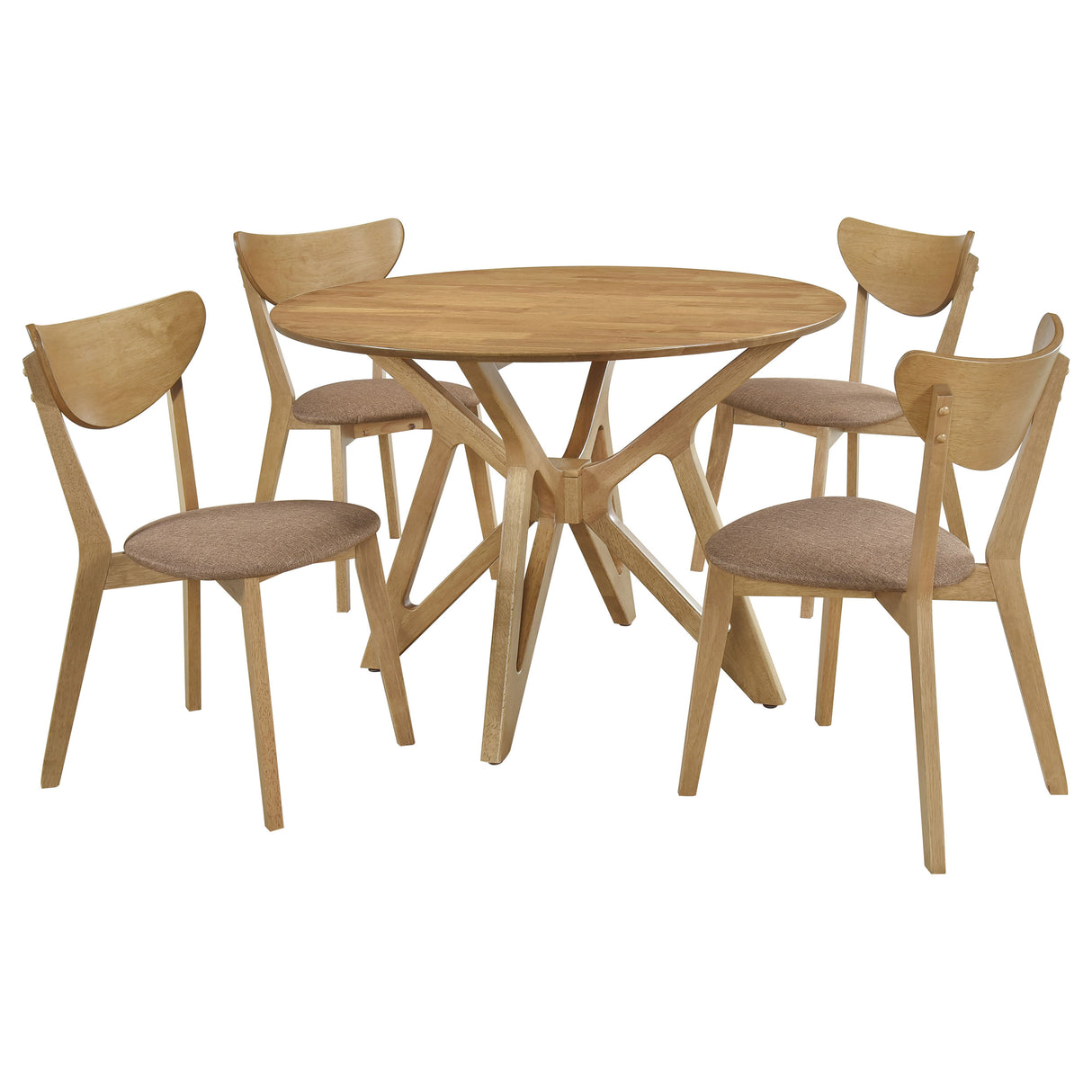 Dining Table 5 Pc Set - Elowen 5-piece Round Solid Wood Dining Set Light Walnut