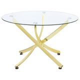 Beckham Round 46-inch Glass Top Dining Table Brass - Home Elegance USA