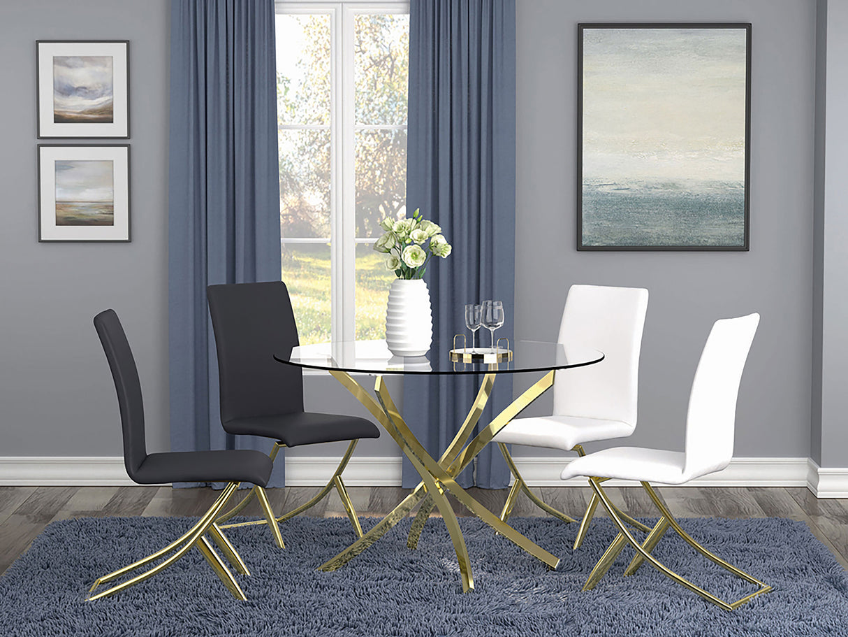 Beckham Round 46-inch Glass Top Dining Table Brass - Home Elegance USA