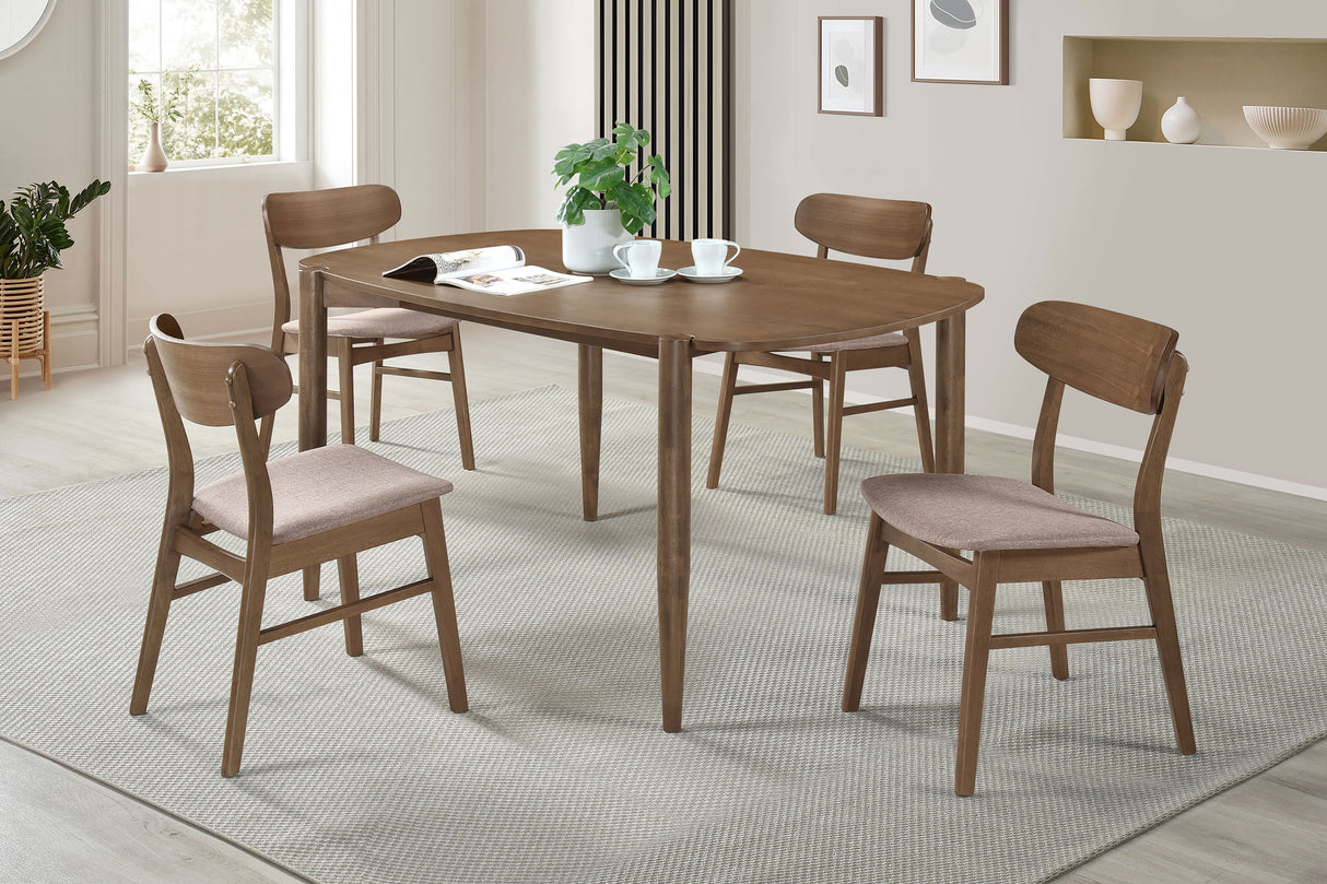 Dining Table 5 Pc Set - Dortch 5-piece Oval Solid Wood Dining Set Walnut