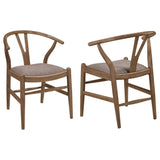 Dinah Danish Y - Shaped Back Wishbone Dining Side Chair Walnut and Brown (Set of 2) | Coaster | Home Elegance USA