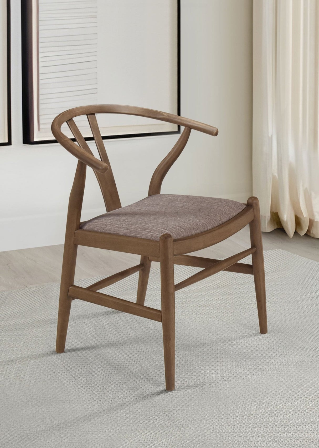 Dinah Danish Y - Shaped Back Wishbone Dining Side Chair Walnut and Brown (Set of 2) | Coaster | Home Elegance USA