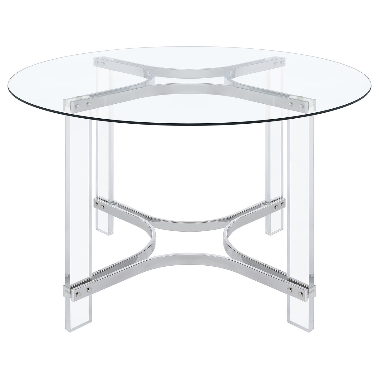Keeling 5-piece Round Glass Top Acrylic Dining Set Chrome - Home Elegance USA