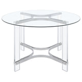 Keeling 5-piece Round Glass Top Acrylic Dining Set Chrome - Home Elegance USA