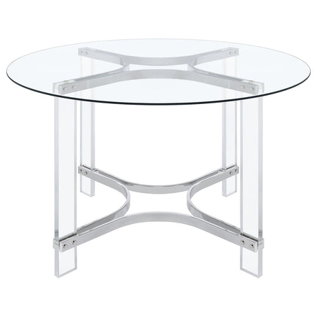 Keeling 5-piece Round Glass Top Acrylic Dining Set Chrome - Home Elegance USA
