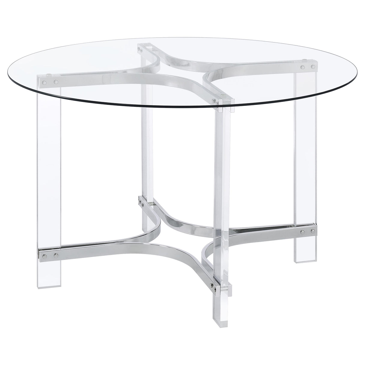 Keeling 5-piece Round Glass Top Acrylic Dining Set Chrome - Home Elegance USA