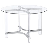 Keeling 5-piece Round Glass Top Acrylic Dining Set Chrome - Home Elegance USA