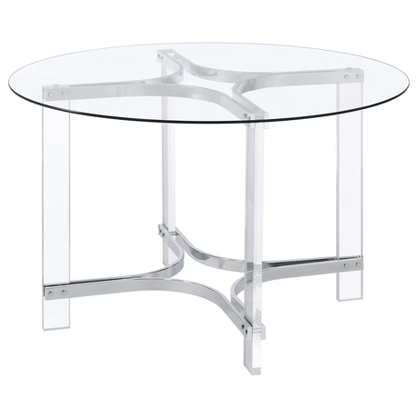 Keeling 5-piece Round Glass Top Acrylic Dining Set Chrome - Home Elegance USA