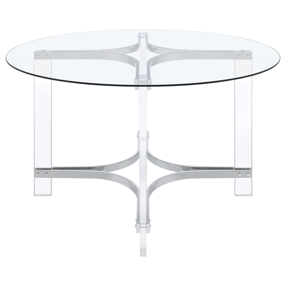 Keeling 5-piece Round Glass Top Acrylic Dining Set Chrome - Home Elegance USA