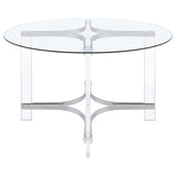 Keeling 5-piece Round Glass Top Acrylic Dining Set Chrome - Home Elegance USA