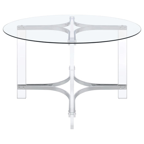 Keeling 5-piece Round Glass Top Acrylic Dining Set Chrome - Home Elegance USA