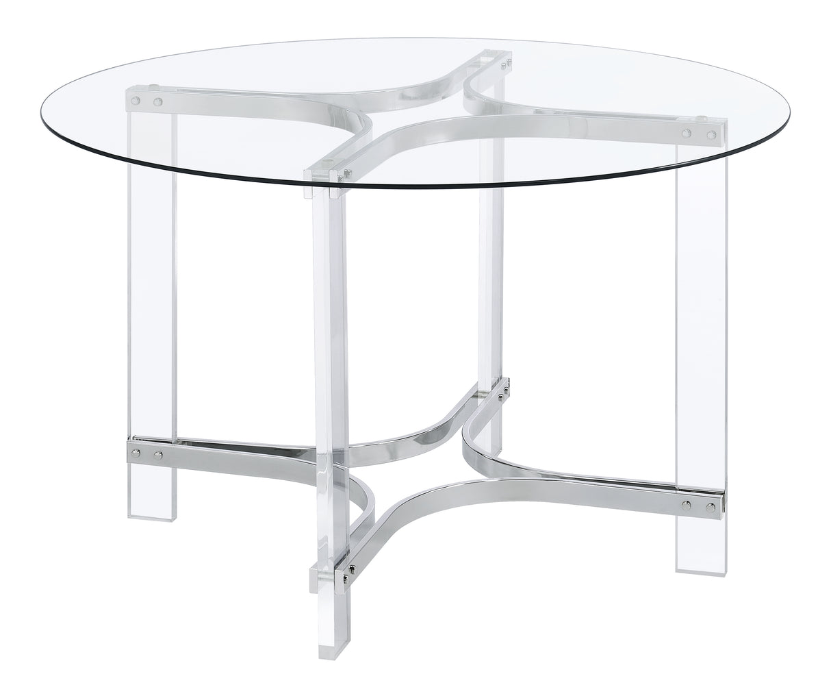 Keeling 5-piece Round Glass Top Acrylic Dining Set Chrome - Home Elegance USA