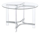 Keeling 5-piece Round Glass Top Acrylic Dining Set Chrome - Home Elegance USA
