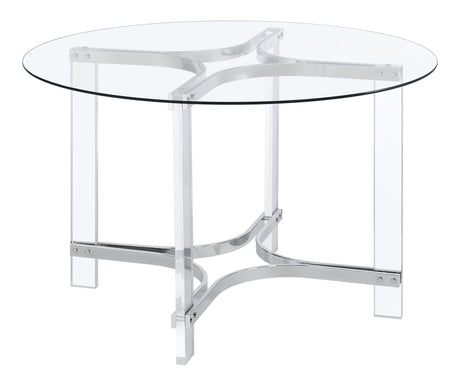 Keeling 5-piece Round Glass Top Acrylic Dining Set Chrome - Home Elegance USA