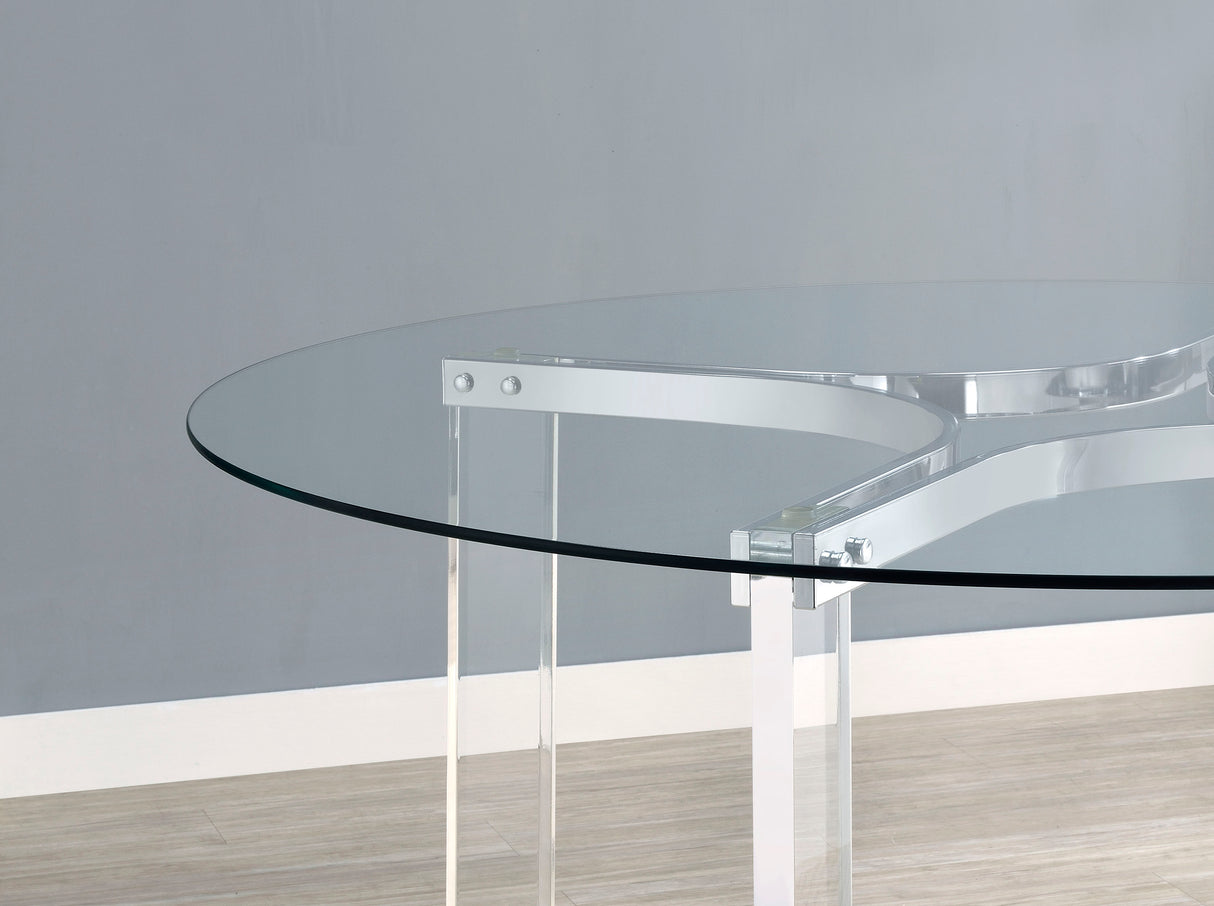 Keeling 5-piece Round Glass Top Acrylic Dining Set Chrome - Home Elegance USA