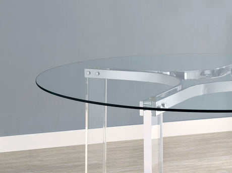 Keeling 5-piece Round Glass Top Acrylic Dining Set Chrome - Home Elegance USA
