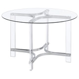 Keeling 47-inch Round Glass Top Acrylic Dining Table Chrome - Home Elegance USA