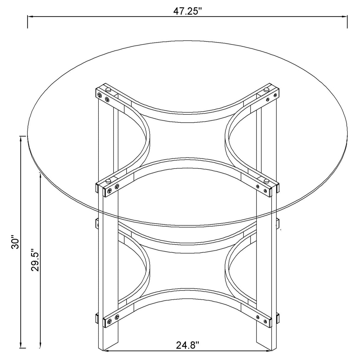 Keeling 47-inch Round Glass Top Acrylic Dining Table Chrome - Home Elegance USA