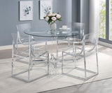 Keeling 47-inch Round Glass Top Acrylic Dining Table Chrome - Home Elegance USA