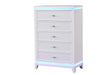 Opium Modern Style 5-Drawer Chest with Diamond Drawer Pulls and Reflective Accents Made With Wood in White same as G150108865 (NJ inventory)