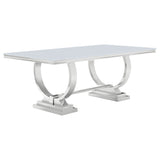 Antoine Rectangle Dining Table White and Chrome | Coaster - 108811 - Home Elegance USA - 1