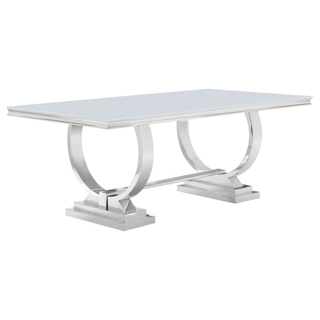 Dining Table - Antoine Rectangle Dining Table White and Chrome