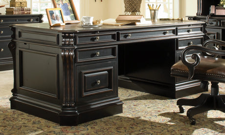 Telluride 76" Executive Desk With Wood Panels - Black by Hooker Furniture - View 2
