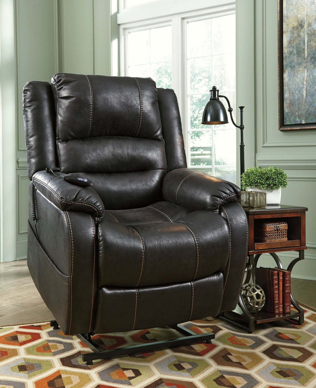 Ashley Black Yandel Power Lift Recliner - Faux Leather - 1090112 - Home Elegance USA - 6