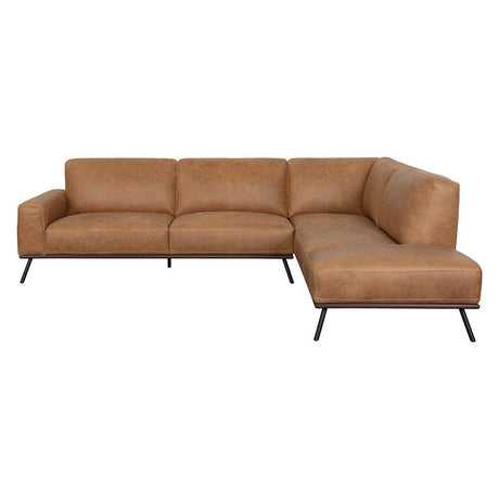 Brandi Sofa Chaise Camel Italian Leather Modern Sofa | Sunpan - sold by Home Elegance USA