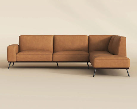 Brandi Sofa Chaise Camel Italian Leather Modern Sofa | Sunpan - sold by Home Elegance USA