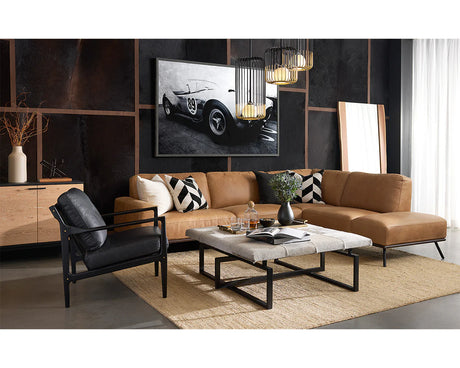 Brandi Sofa Chaise Camel Italian Leather Modern Sofa | Sunpan - sold by Home Elegance USA