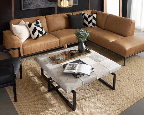 Brandi Sofa Chaise Camel Italian Leather Modern Sofa | Sunpan - sold by Home Elegance USA