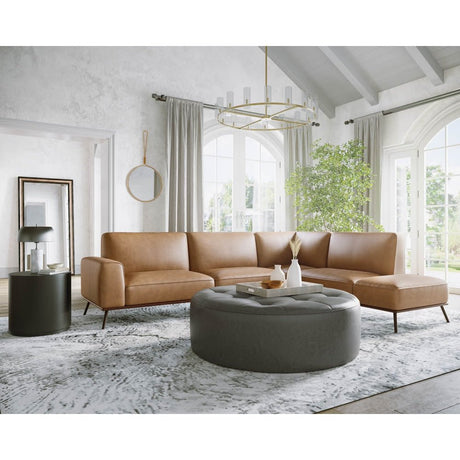 Brandi Sofa Chaise Camel Italian Leather Modern Sofa | Sunpan - sold by Home Elegance USA
