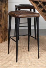 Alvaro Leather Upholstered Backless Bar Stool Antique Brown and Black (Set of 2) | Coaster | Home Elegance USA