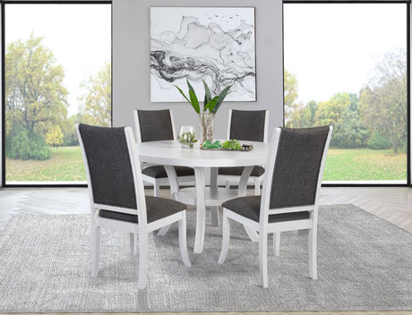 Judd 5-piece 54-inch Round Wood Dining Table Set Pearl White - Home Elegance USA