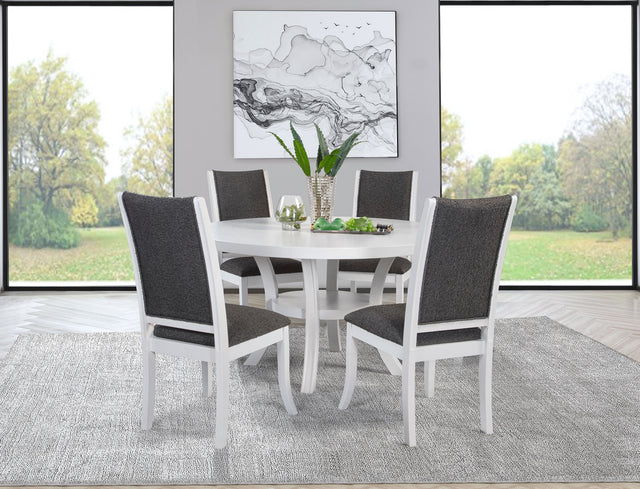 Judd 5-piece 54-inch Round Wood Dining Table Set Pearl White - Home Elegance USA