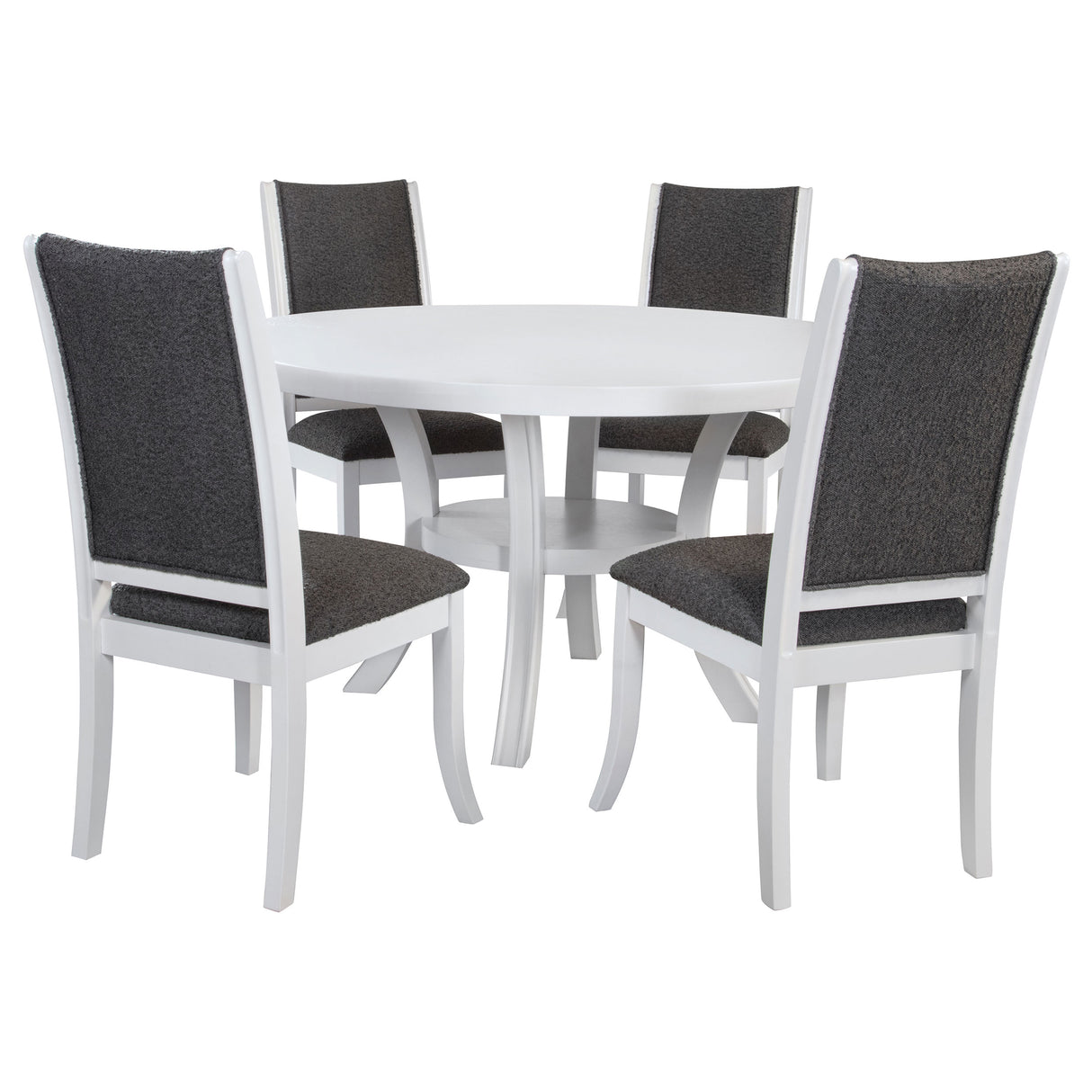 Judd 5-piece 54-inch Round Wood Dining Table Set Pearl White - Home Elegance USA