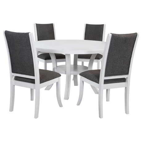 Judd 5-piece 54-inch Round Wood Dining Table Set Pearl White - Home Elegance USA