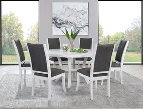 Judd 7-piece 54-inch Round Wood Dining Table Set Pearl White - Home Elegance USA